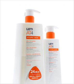 leti at4 pack gel baño 750ml+ leche corporal 250ml